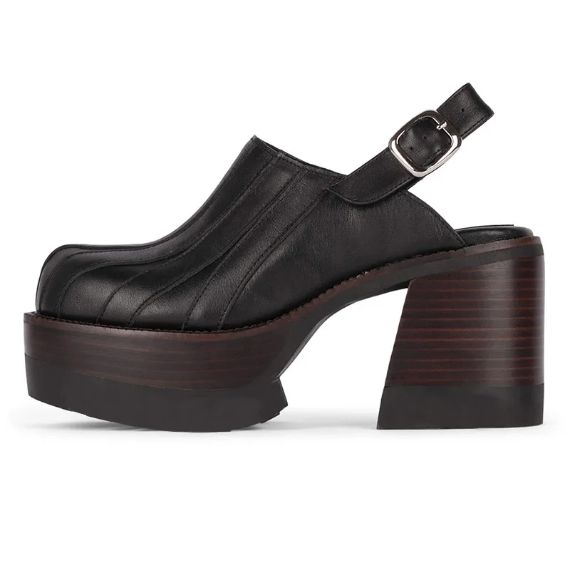 Black Platform Slingback Loafers