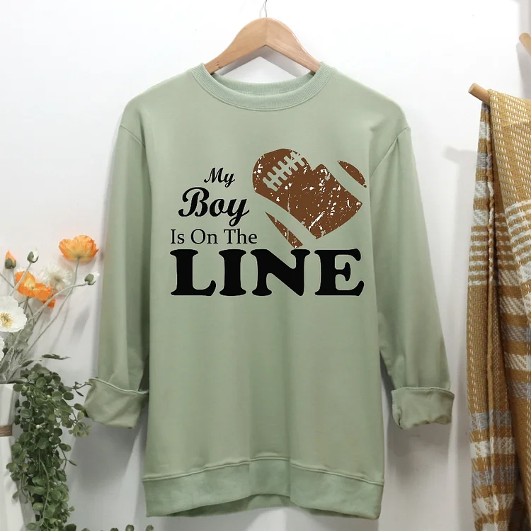 My boy is on the line football Women Casual Sweatshirt