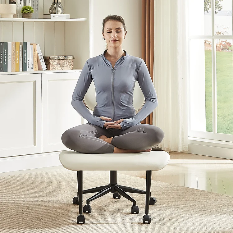 Ergonomic Cross-Legged Meditation Chair With Wheels - Adjustable Height Kneeling Chair For Office, Yoga, ADHD