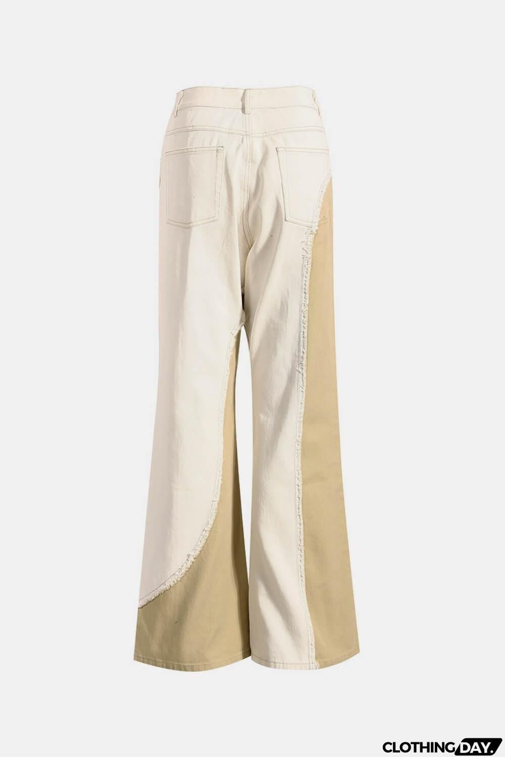 Contrast Frayed Detail Flare Jeans