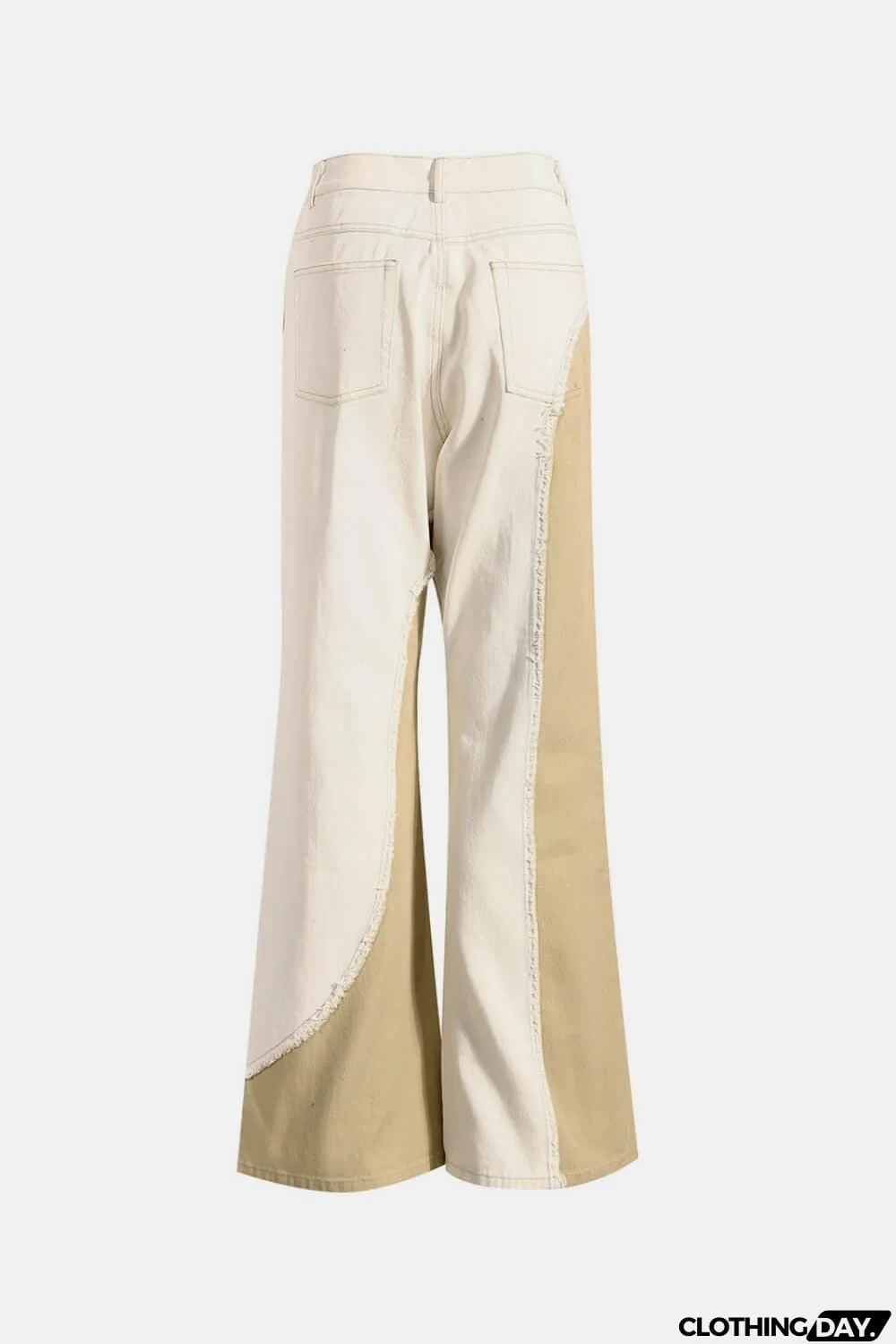 Contrast Frayed Detail Flare Jeans