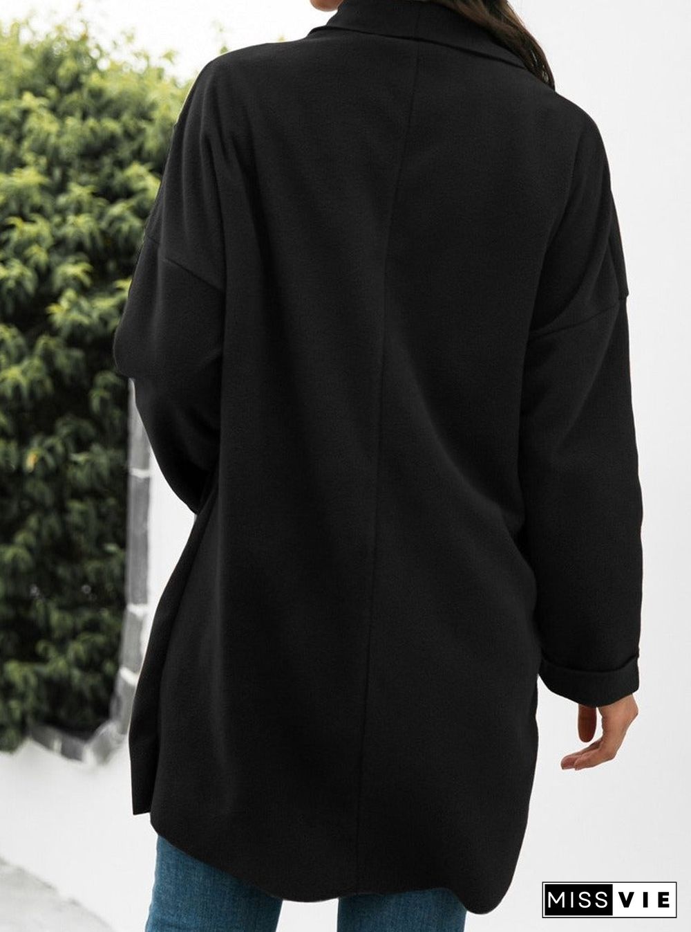 Casual Solid Color Lapel Long Sleeve Coat