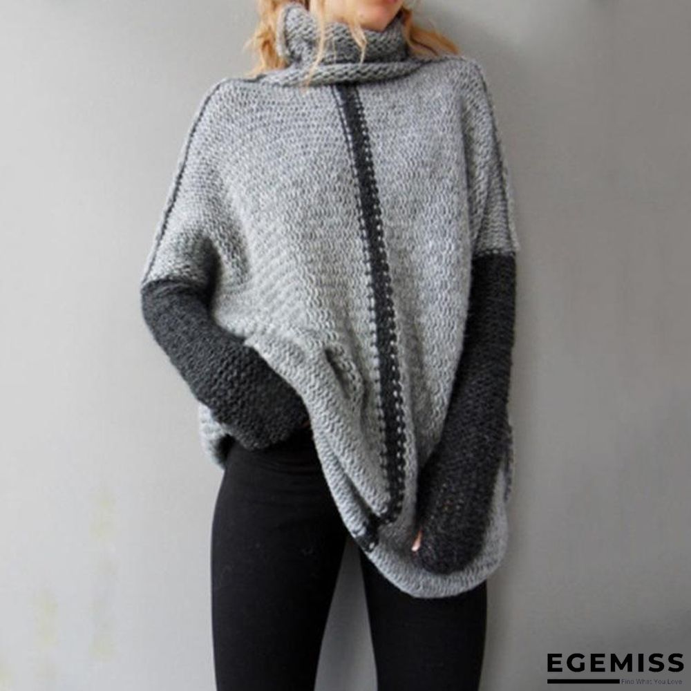 Autumn and Winter Turtleneck Loose Splicing Sweater | EGEMISS
