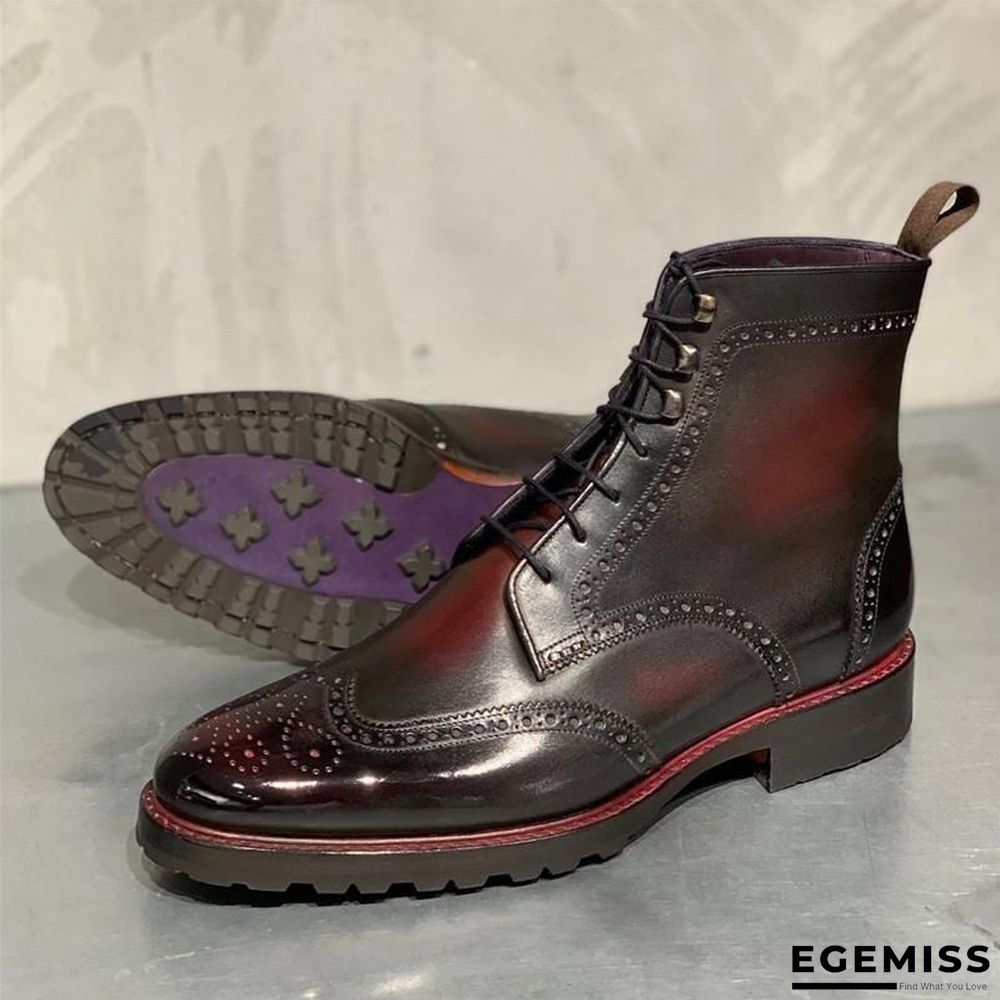 Bullock Carved Genuine Leather Vintage Rub Color Martin Boots | EGEMISS