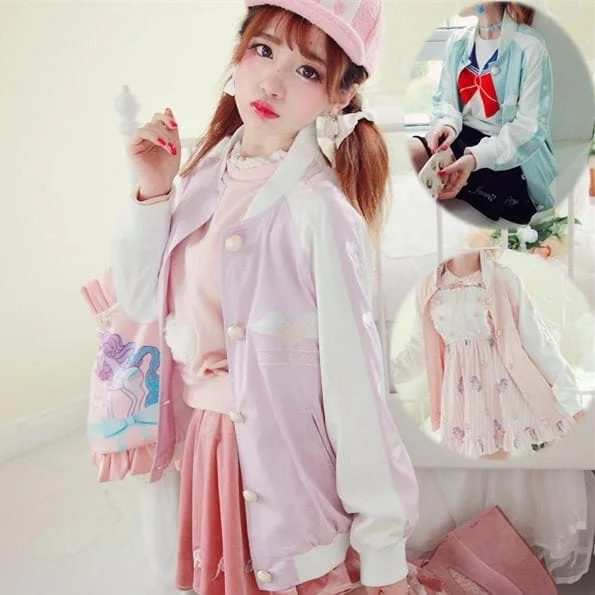 S/M 3 colors Hearts Wings Baseball Jacket Coat SP153331