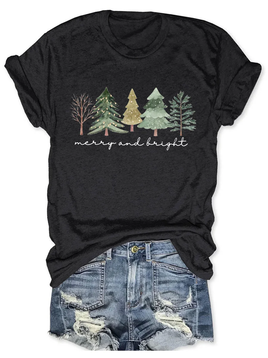 Merry And Bright Christmas Tree T-shirt
