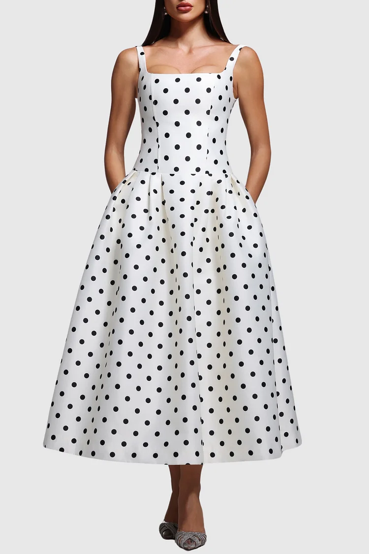 Nataliya Polka Dot Corset Maxi Dress