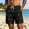 Men's Anchor-Print Drawstring Casual Vacation Shorts by Inlyline