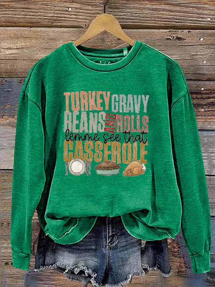 Women'S Thanksgiving Turkey Pattern Neck Sweatshirt