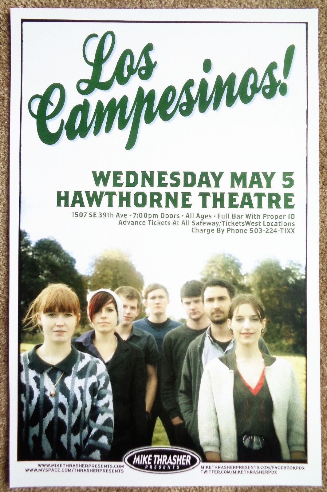 LOS CAMPESINOS 2010 Gig POSTER Portland Oregon Concert