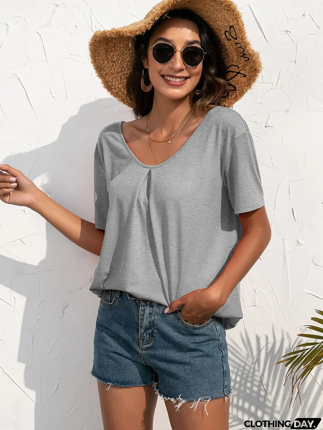 Lace Trim Short Sleeve Top