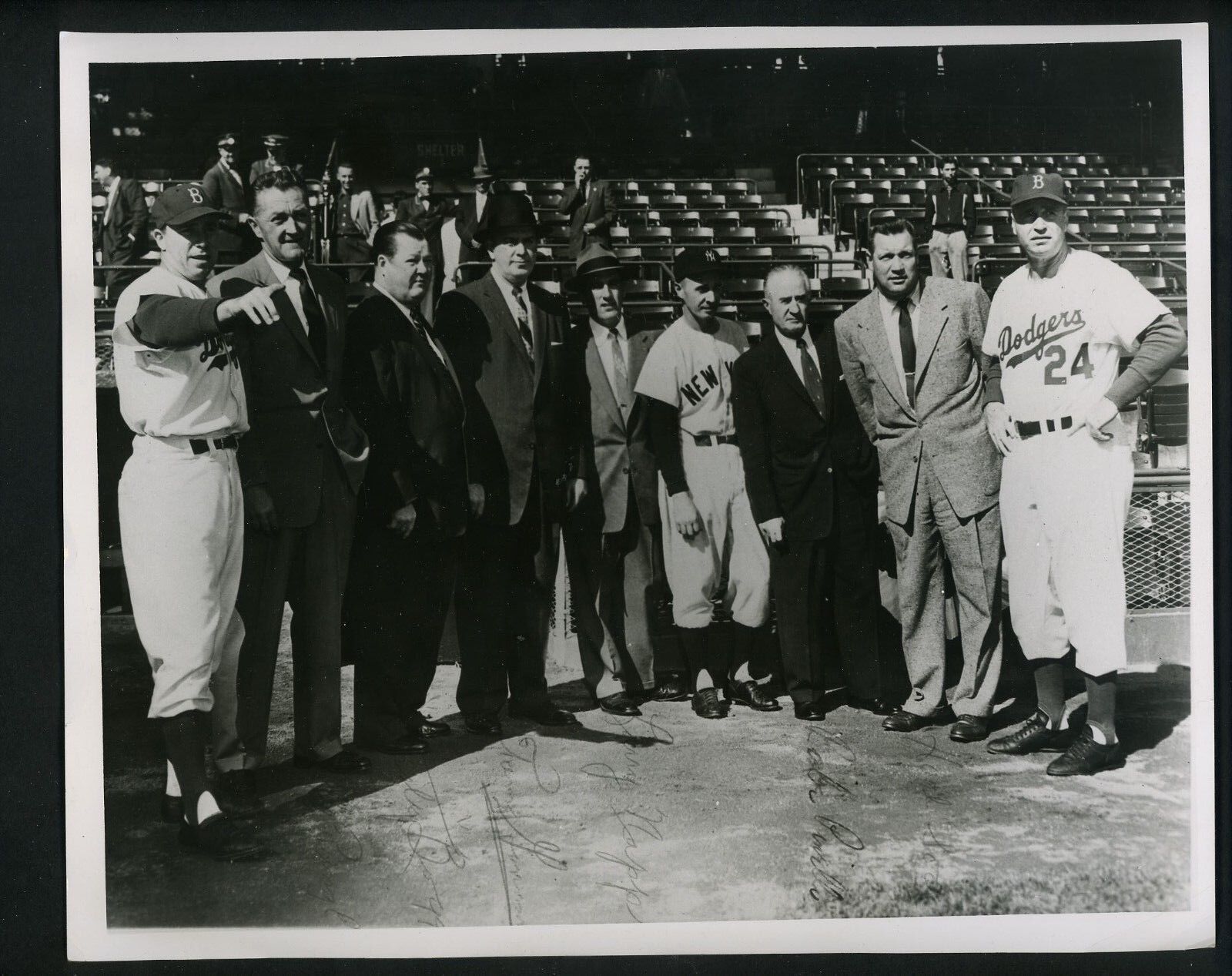 Walt Alston Frank Crosetti circa 1950's Press Photo Poster painting with Umpires Tom Gorman ect.