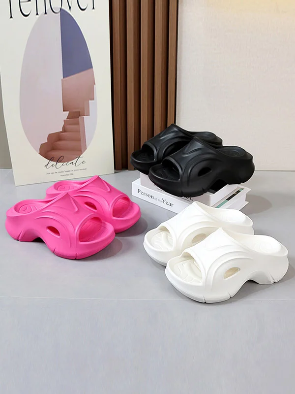 Solid Color Hollow Slippers Platform Shoes