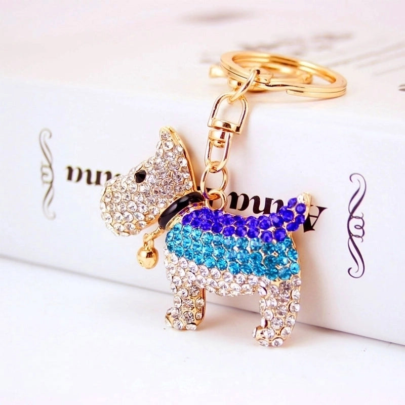 Creative Cute Diamond Bell Puppy Zodiac Dog Key Chain