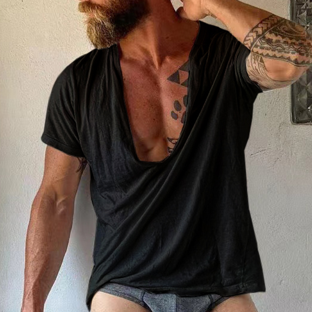 Men's Summer Casual V-Neck Cotton T-Shirt