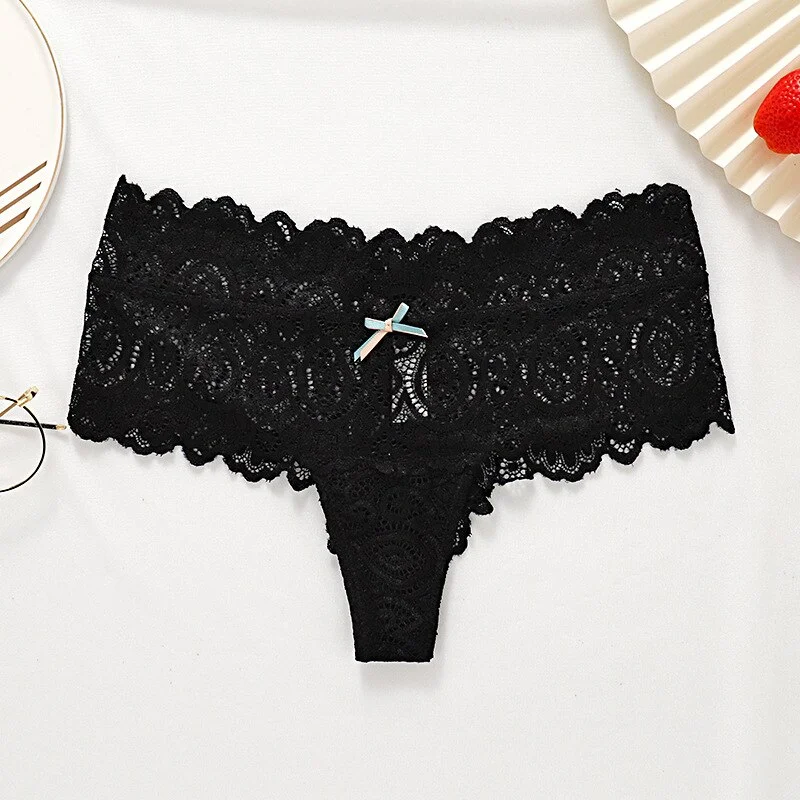 Billionm Lace Panties Sexy Underwear Women Thin Mid Waist Boyshort M-XL Underpants See Through Lingerie Femme Intimates