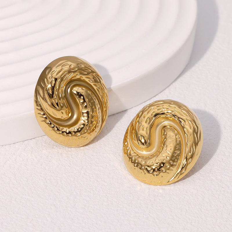 Retro Earrings French Style Personality Design Geometric Stainless Steel Earrings For Women