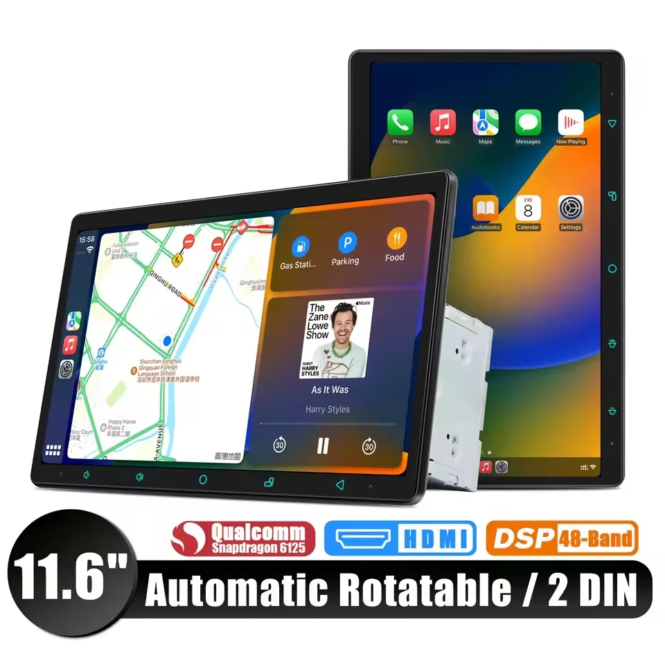 JOYING nou proiectat 10.1„11.6” 13.3"15.1” Android 12 Car Stereo universal unitate de cap cu ecran rotativ automat
