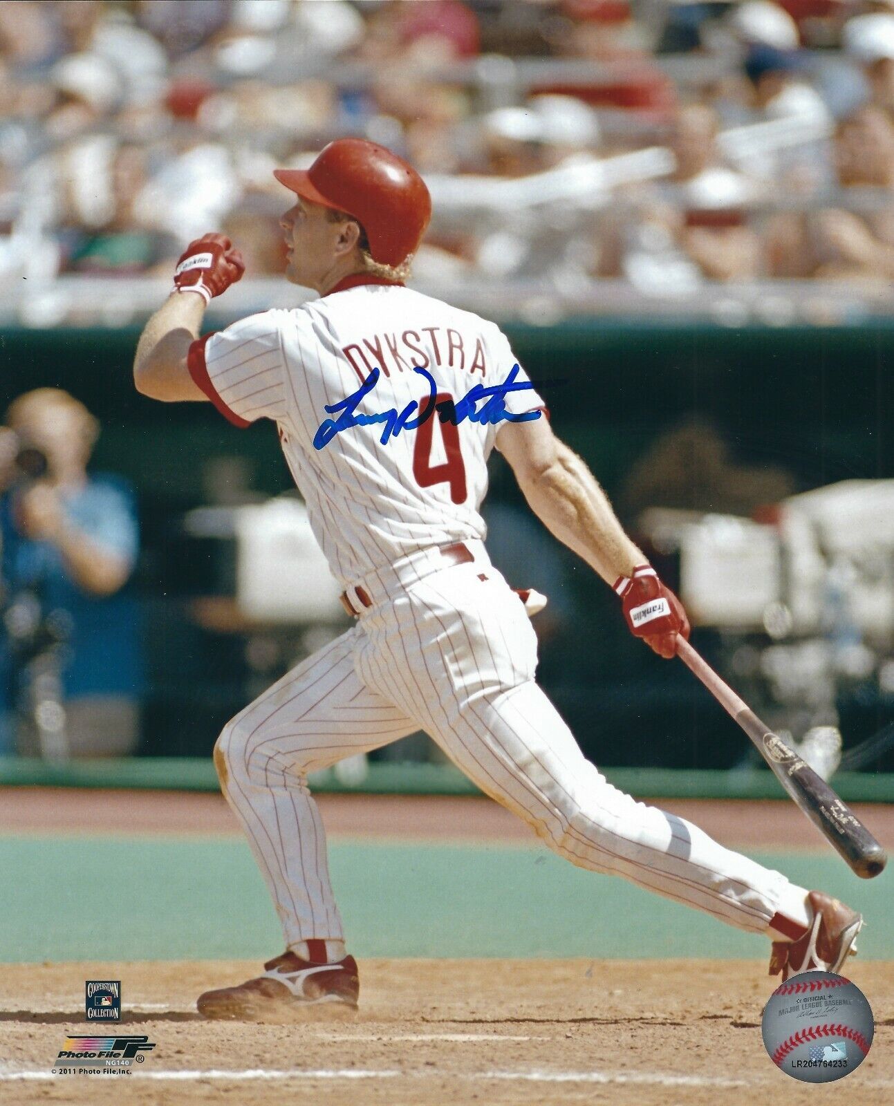 Signed 8x10 LENNY DYKSTRA Philadelphia Phillies Autographed Photo Poster painting - COA