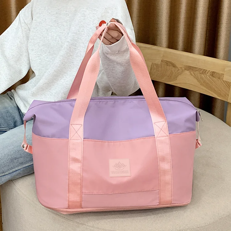 Nylon Travel Handbag Rainbow Gingham Duffle Bags Large Fitness