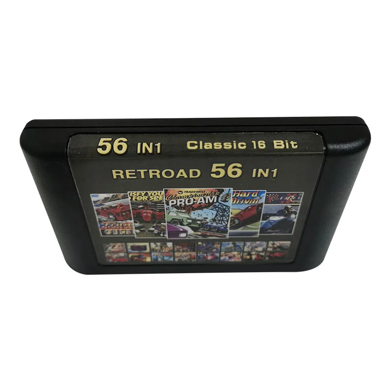 16 Bit Game Cartridge - 56 IN 1 Racing Classic Collection Genesis/MEGA DRIVE Remix Mulit Cart - Region Free