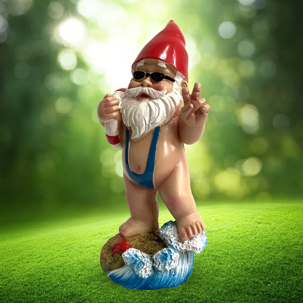 3D Swimming Dwarf Sculpture Garden Gnome Resin Doll Figurines Decoration