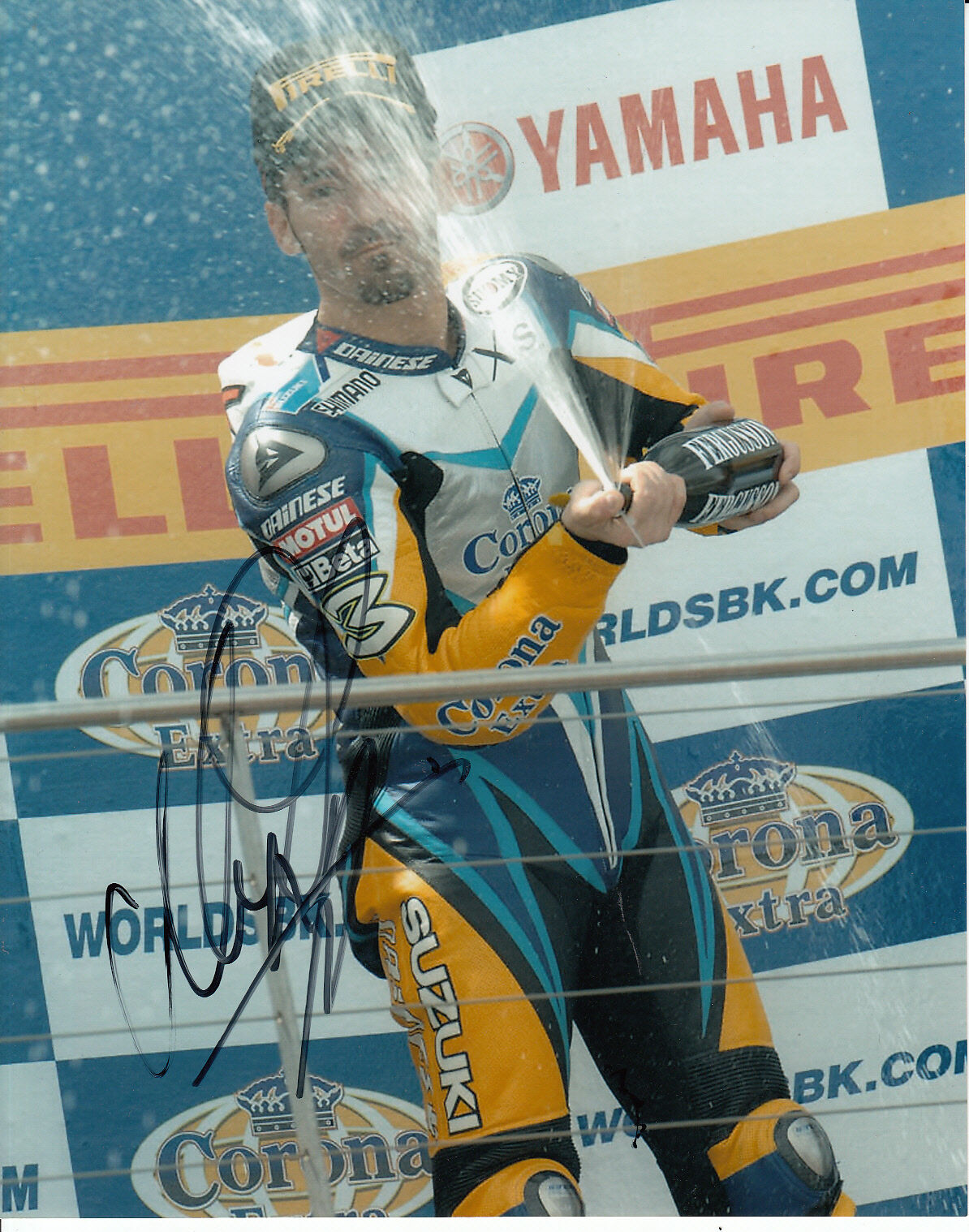 Max Biaggi Hand Signed Alstare Suzuki Racing 10x8 Photo Poster painting 2007 1.