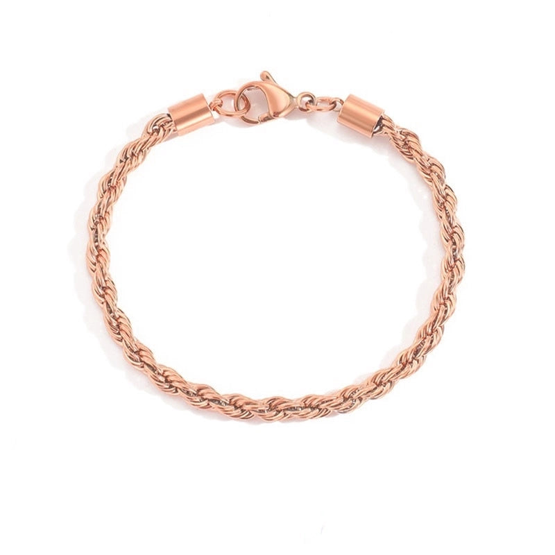JUJIE Simple Stainless Steel Twist Chain Bracelet Ladies 14K Gold-plated Personalized Bracelet