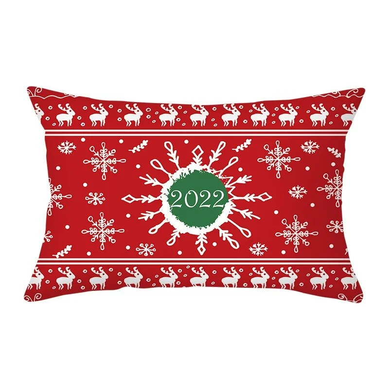 2021 Christmas Pillow Cover Decor Pillow Rectangle Polyester Cushion Cover 30x50 cm Cartoon Snowman Letter Printed Pillowcases