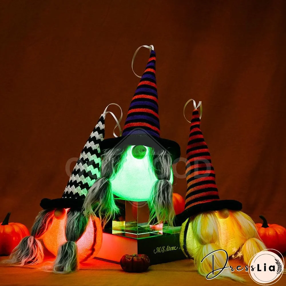 Halloween Gnome Hanging With Lights For Holiday Decoration