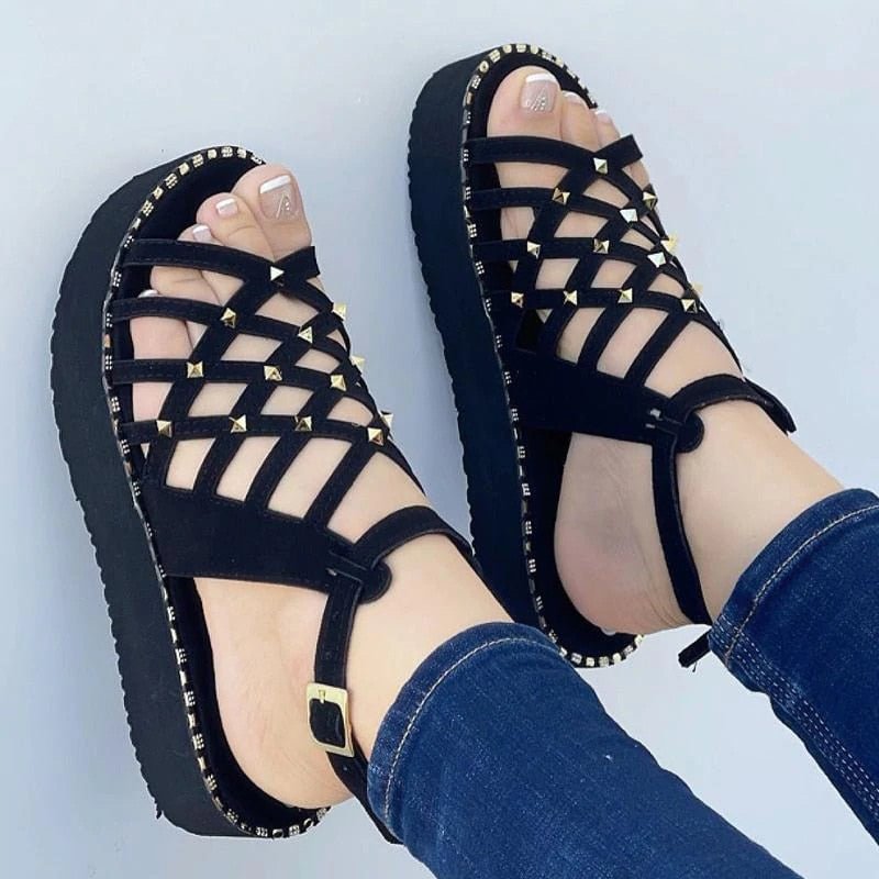 Women Sandals 2022 New Shoes Pointed Toe Buckle Strap Women's Sandals Thick Bottom Hollow Out Sexy Shoes For Women Footwear