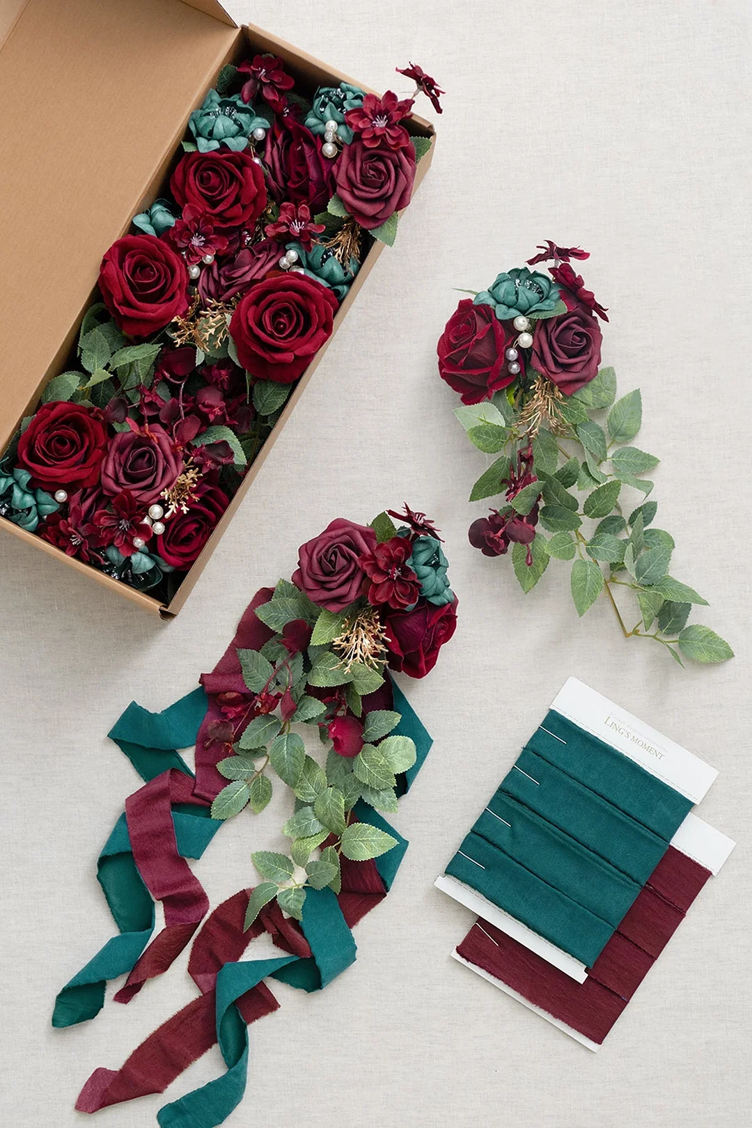 Wedding Aisle Decoration Pew Flowers in Dark Teal