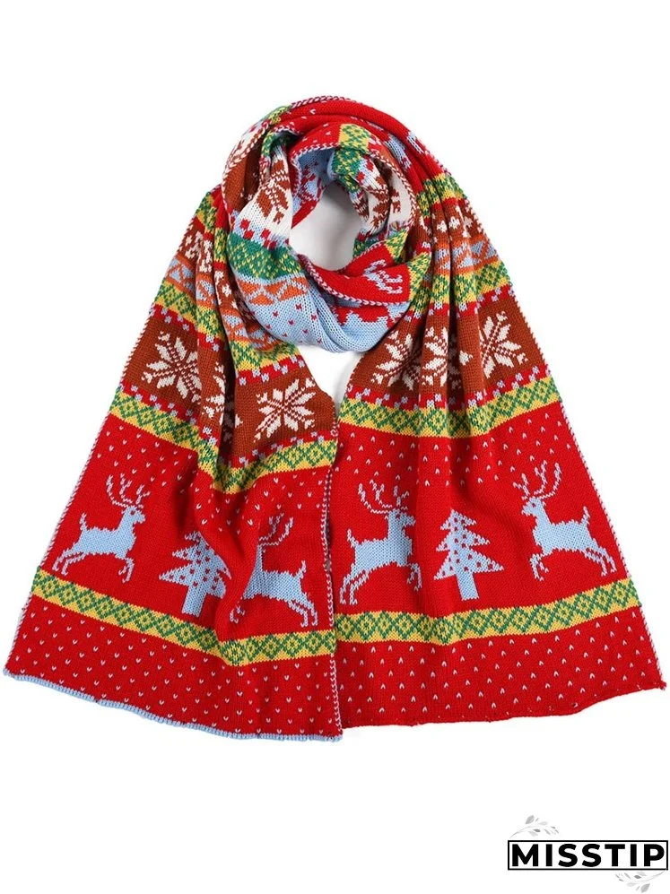 Christmas Elk Pattern Scarf