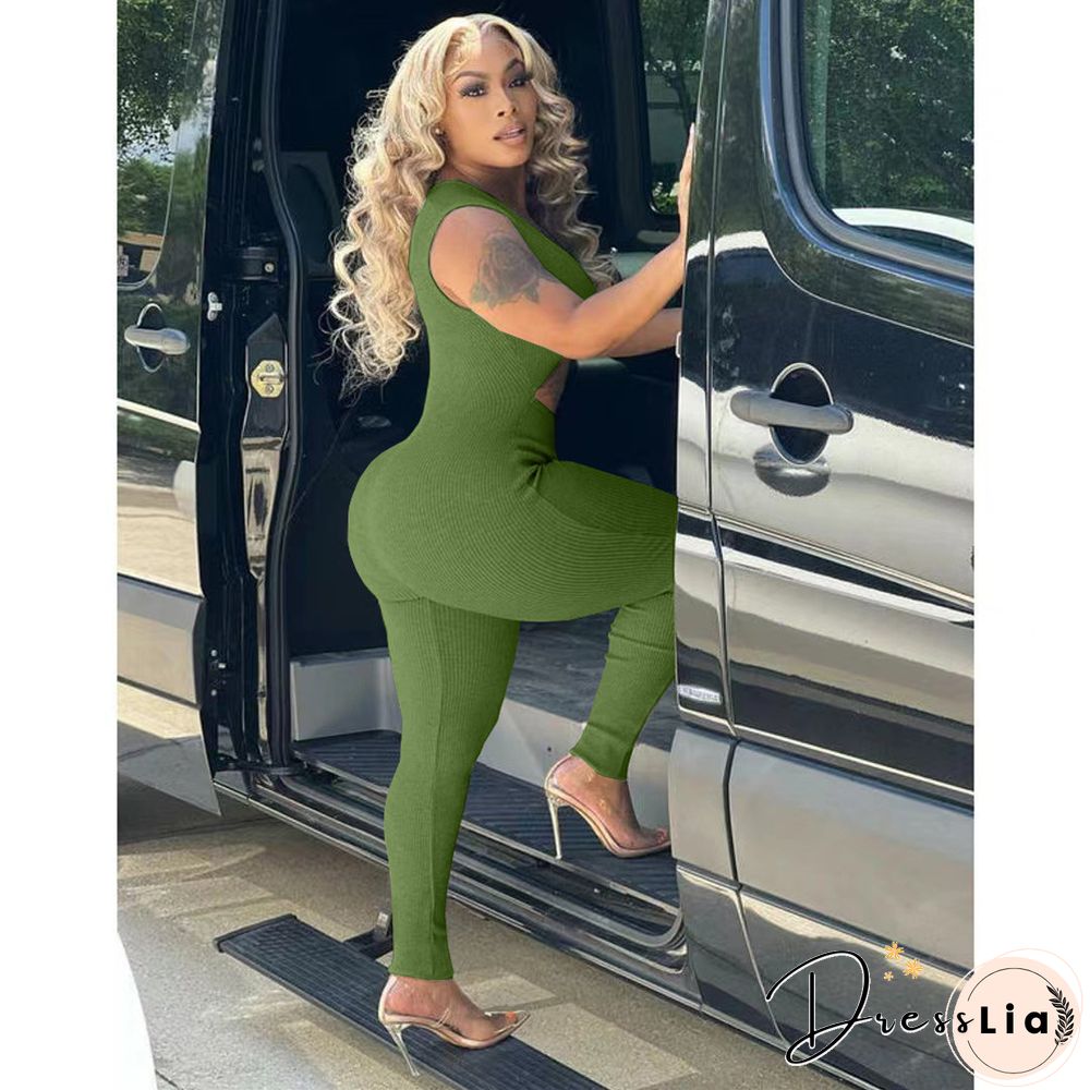 Sleeveless Cut Out Skinny One Piece Jumpsuit