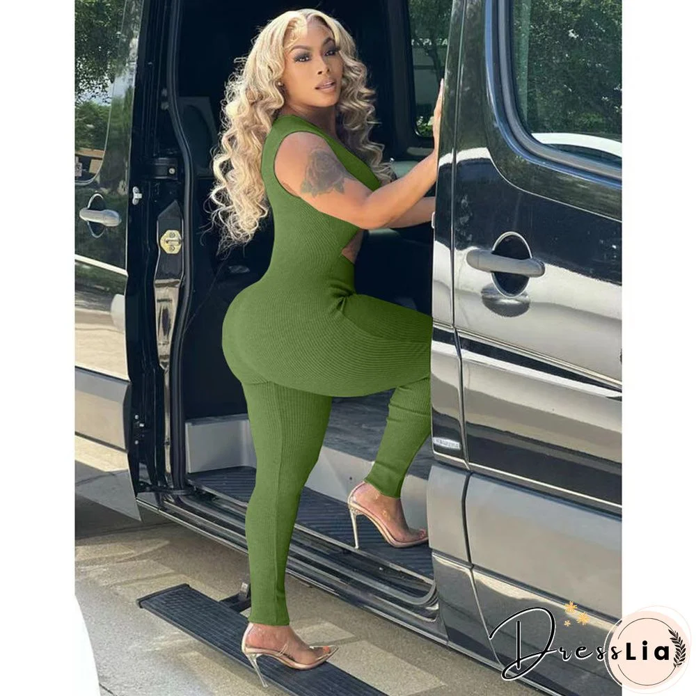 Sleeveless Cut Out Skinny One Piece Jumpsuit