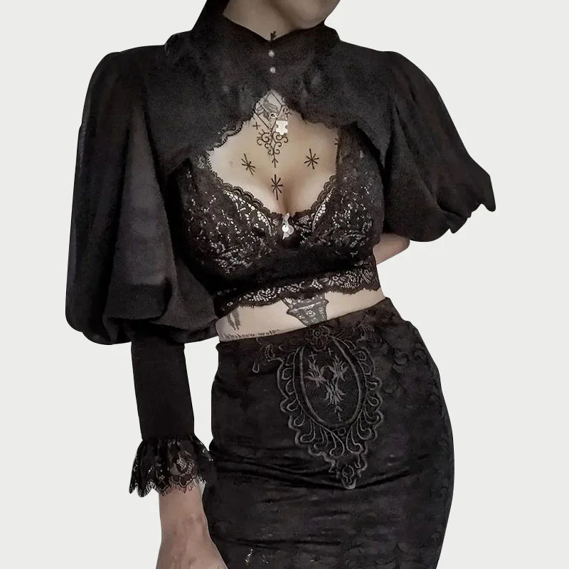 Gothic High Neck Laced Top