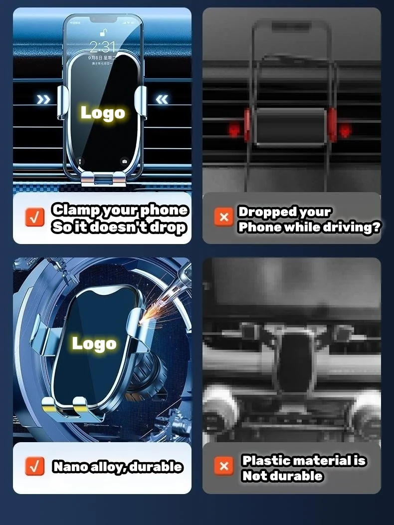 Car air outlet gravity shockproof navigation bracket