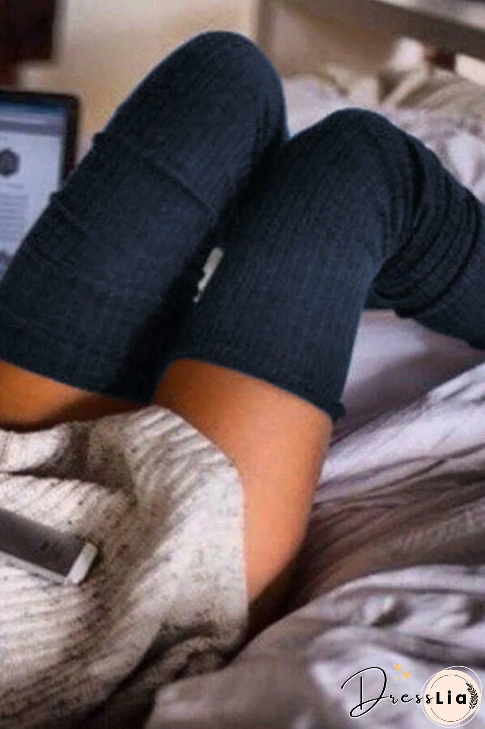 Casual Solid Knitted Thigh-High Socks