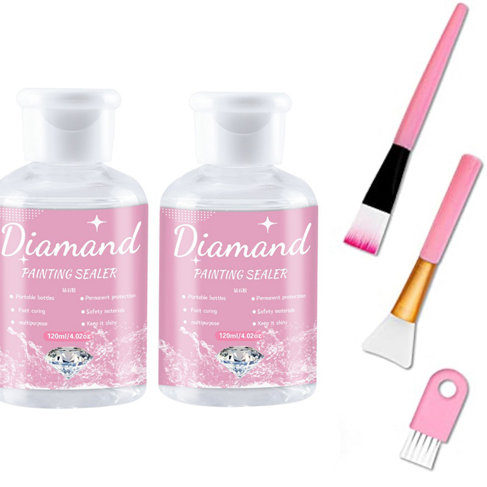 240ml Diamond Painting Sealer with Brushes Diamond Painting Accessories (Pink)