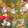 (US Local)6pcs Xmas Owl  DIY Diamond Painting Art Pendant Wall Door Decoration