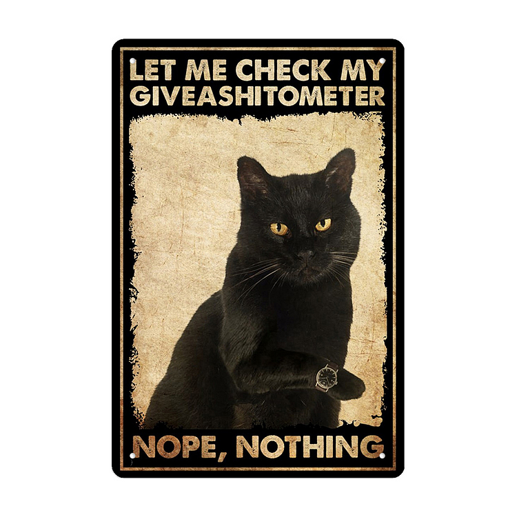 Regarder le chat noir - Enseigne Vintage Métallique/Enseignes en bois - 20*30cm/30*40cm