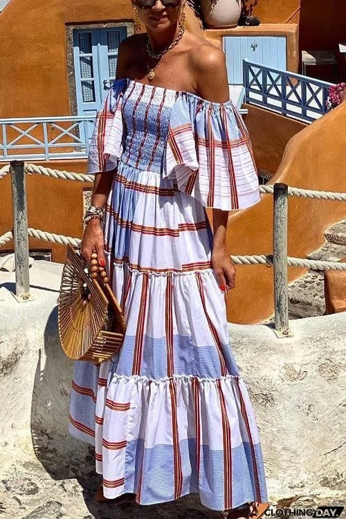 Fashion Off-Sleeve Short Sleeve Resort Dress