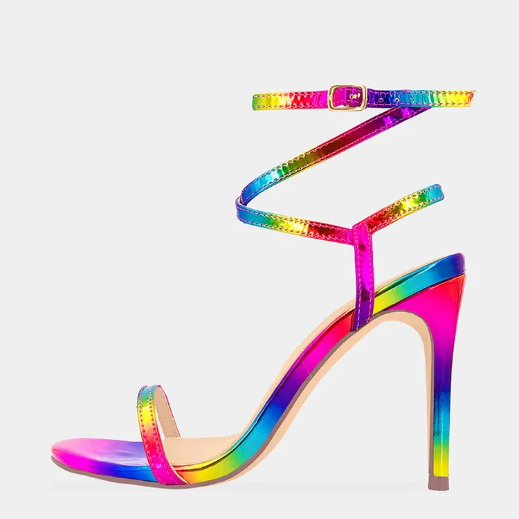Multicolor Wrapped Shoes Women's Stiletto Heel Summer Buckle Sandals |FSJ Shoes