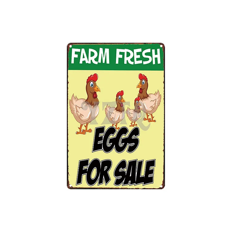 Œufs frais de la ferme de poulet en vente - enseignes en étain vintage / enseignes en bois - 7.9x11.8in & 11.8x15.7in