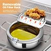 LAST DAY 49% OFF -Stainless Steel Frying Pot with Thermometer and Oil Drip Drainer Rack