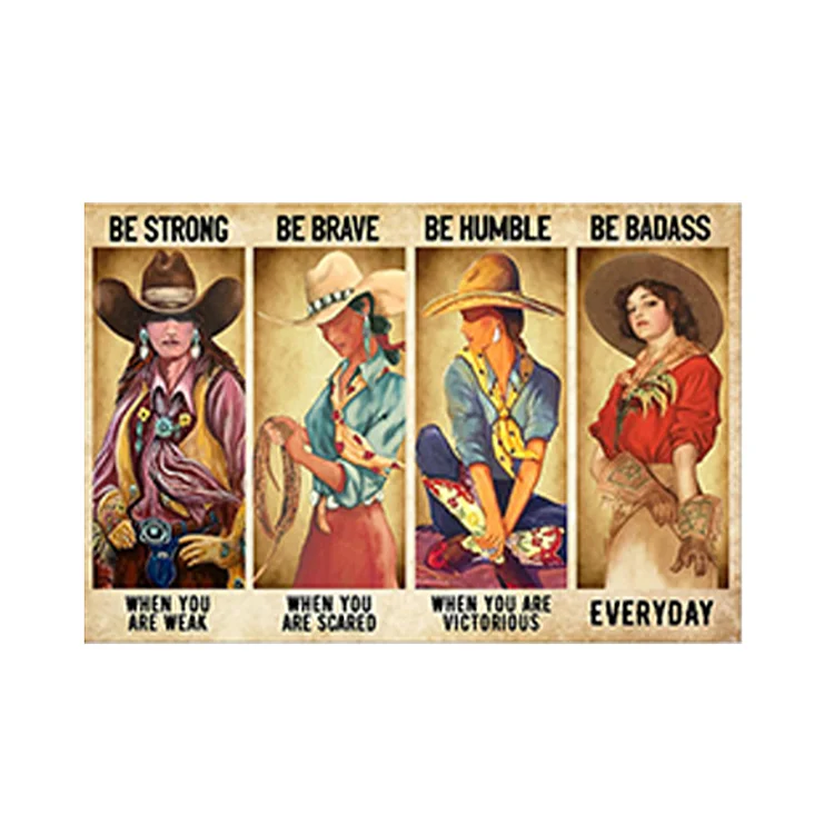 Cowgirl - enseigne vintage en étain - 7.9x11.8 & 11.8x15.7inch
