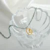 Light Blue Natural Stones Shell Rose Pendant Necklace