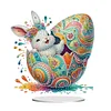 (US Only)2D Flat Easter Egg Bunny DIY Double-Sided Diamond Painting Desktop Decorations