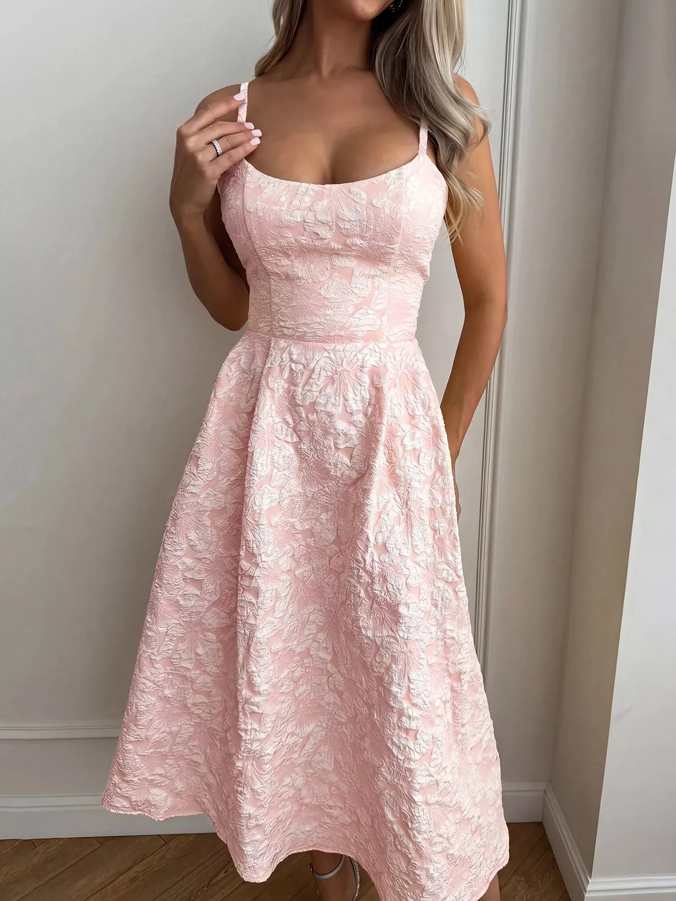 Textured A-Line Midi Dress mysite idetrend