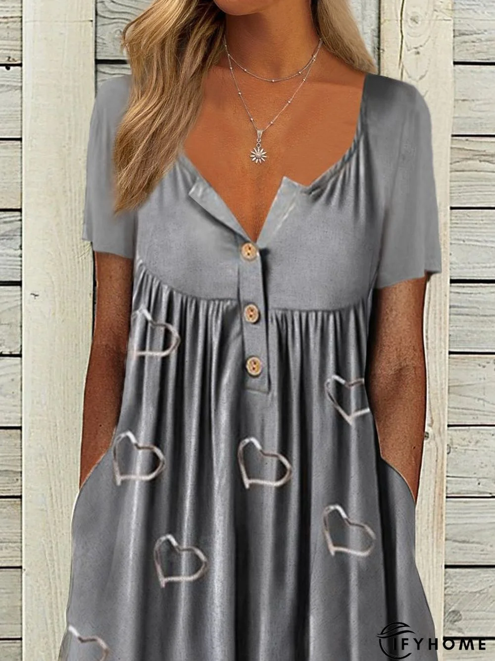 V Neck Short Sleeve Dress | IFYHOME